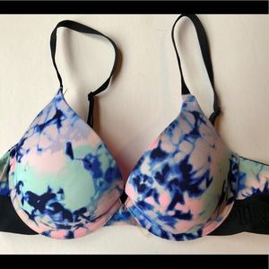 Push em’ up! 34B PINK bra in hot pink/blue tie-dye